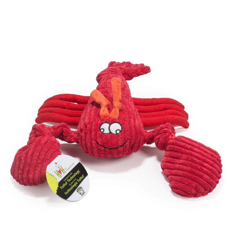 HuggleHounds Knottie Plush Dog Toy - Dog Stuffed Animal Toy, Puppy Toys, Squeaky Dog Toy for Small, Medium & Large Dogs, Durable Plush to Keep Them Busy - Mccracken Lobsta, Large - Image 1